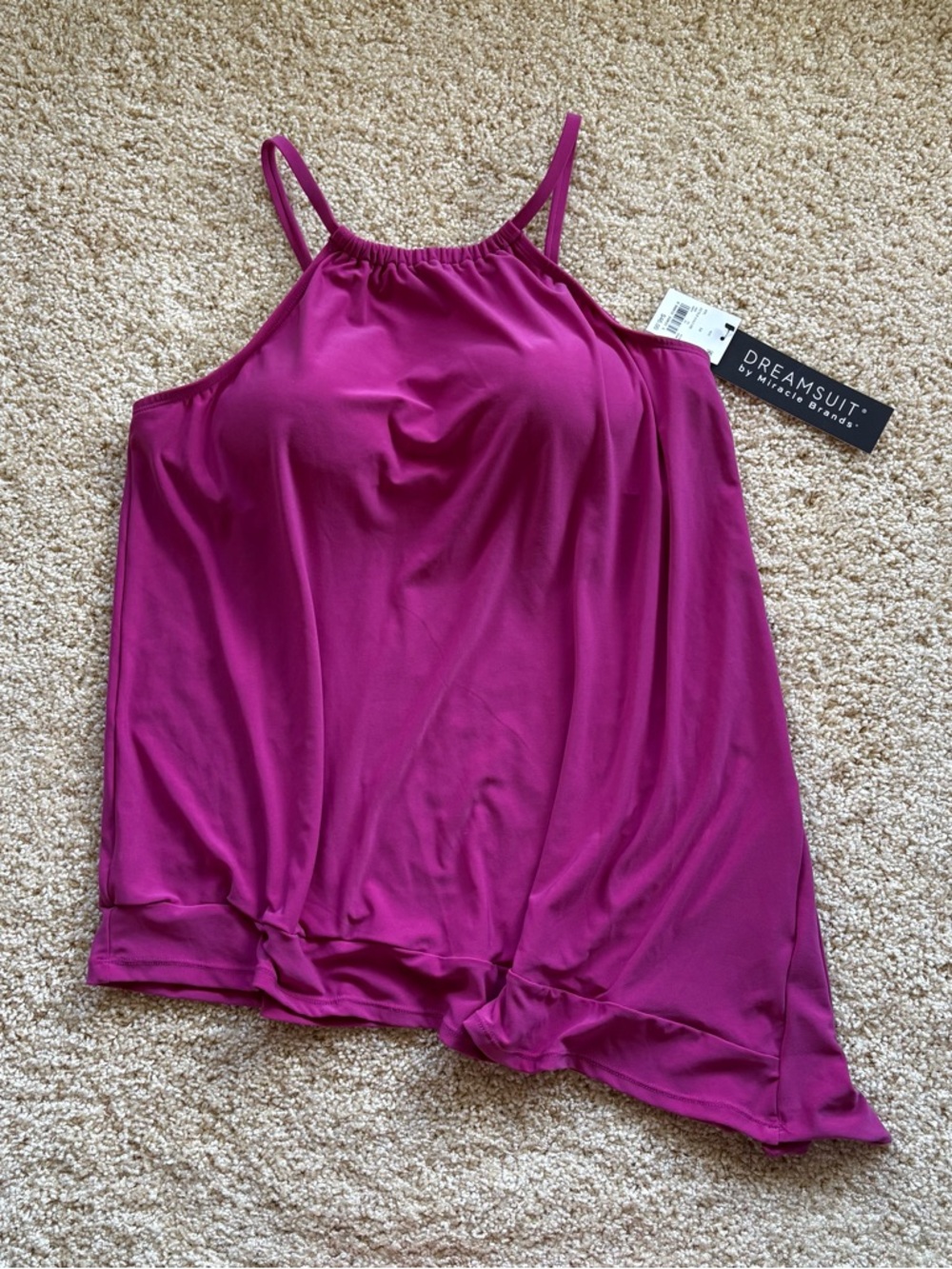 DreamSuit by Miraclesuit Tankini Top 14 Magenta Flyaway Tummy Control Swim NWT